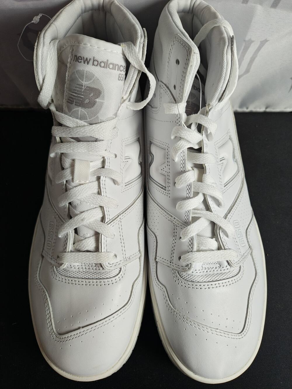 NEW BALANCE Men's 13 White 650 BB650RWW Leather Mid Top LaceUp Sneakers New Blem
